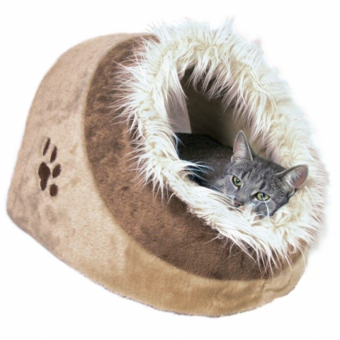 Pisici - Cos Minou Blanita 41x30x50 cm Bej/Maro cu Blanita 36282