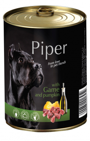 Mancare Umeda Caini Pentru Toate Rasele - Hrana umeda Piper Adult, Vanat si Dovleac, 400 g