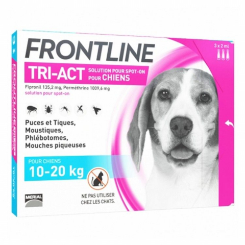 Caini - Frontline Tri-Act M (10-20 kg) - 3 Pipete Antiparazitare
