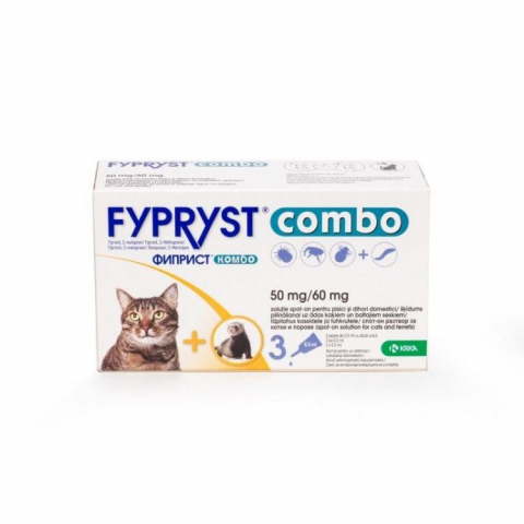 Pisici - Fypryst Combo Cat 50 mg, pipete antiparazitare pisici cutie 3 pipete