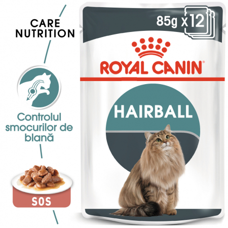 Royal Canin Hairball Care Adult, plic hrană umedă pisici, limitarea ghemurilor de blană, (în sos), 12 x 85 g [0]