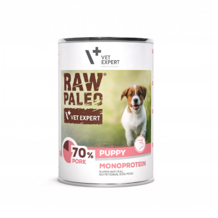 Caini - Hrana umeda pentru caini, puppy, RAW PALEO, carne de porc, 400 g