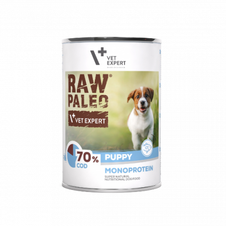 Caini - Hrana umeda pentru caini, puppy, RAW PALEO, cod, 400 g