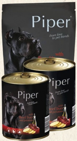 Mancare Umeda Caini Pentru Toate Rasele - Hrana umeda Piper Adult, Ficat de Vita si Cartofi, 800 g