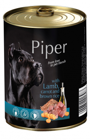 Mancare umeda - Hrana umeda Piper Adult, Miel, Morcovi si Orez brun, 800 g