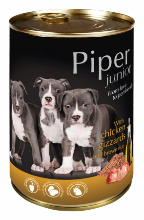 Mancare Umeda Junior - Hrana umeda Piper Junior, Pipote de Pui si Orez brun, 400 g