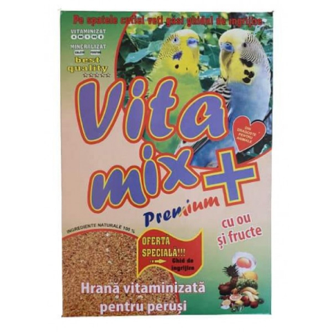 Pasari - Hrana vitaminizata pentru perusi, Vitamix premium cu ou si fructe, cutie 400 gr