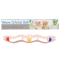 Pisici - Jucarie interactiva pt. pisici roz cu ventuze-3 mingi 57x10 cm