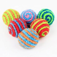 Pisici - Jucarie pisica minge cu dungi de matase stralucitoare 4.5 cm