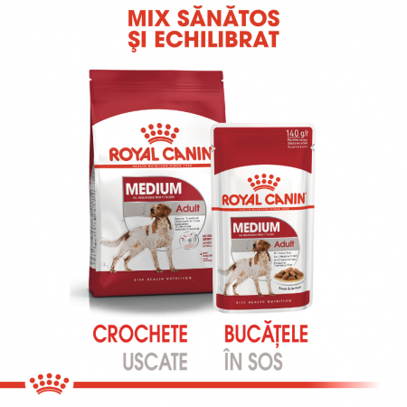 Royal Canin Medium Adult, bax hrană umedă câini, (în sos) 10 x 140 g [4]