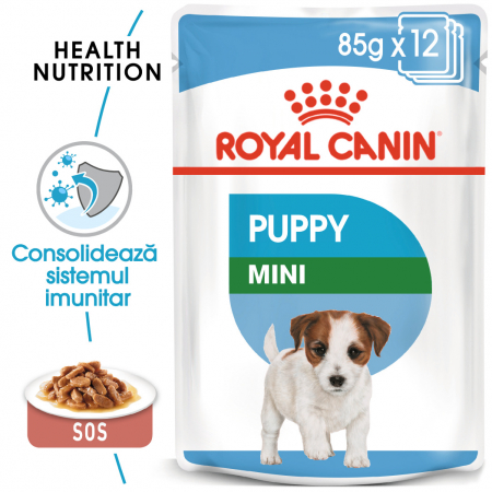 Royal Canin Mini Puppy, plic hrană umedă câini junior (în sos), 12 x 85 g [0]