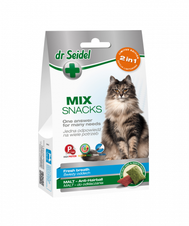 Pisici - MIX Recompense Respiratie proaspata & Malt (ghem de blana),Dr. Seidel, 50g