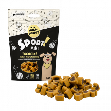 Recompense, Biscuiti & Snacks - Mr. Bandit SPORT MINI Training treats aroma Pui &Vanat- 150g