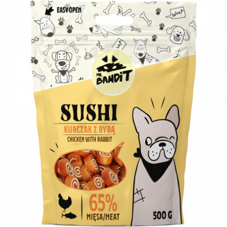 Recompense, Biscuiti & Snacks - Mr. Bandit SUSHI chicken & fish 500g