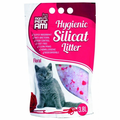 Pisici - Nisip silicat, Mon Petit Ami Silicat Floral, 3.8 l