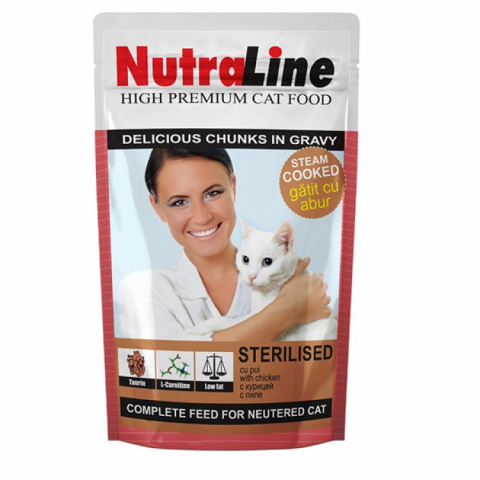Pisici - Nutraline Cat Plic Sterilised, 100 g