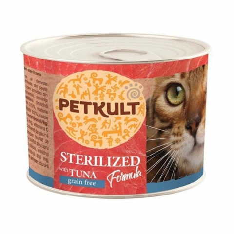 Pisici - Petkult Cat Sterilised cu Ton, 185 g