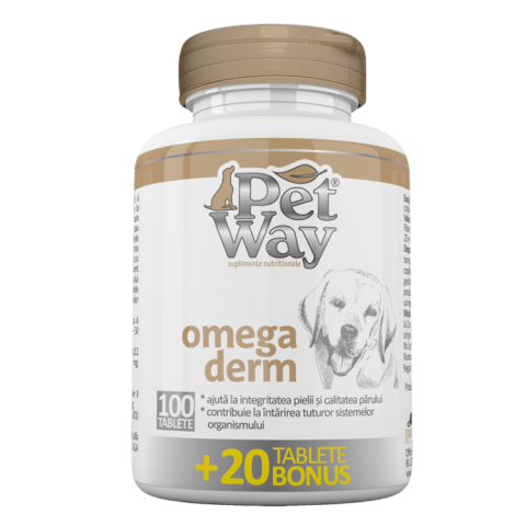 Pisici - PetWay Omega Derm, 100 tablete + 20 BONUS