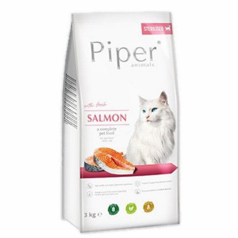 Pisici - Piper Adult Sterilised Cat, Somon, 3 kg