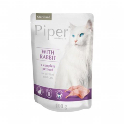 Pisici - Piper Cat Sterilised, Iepure, 100 g