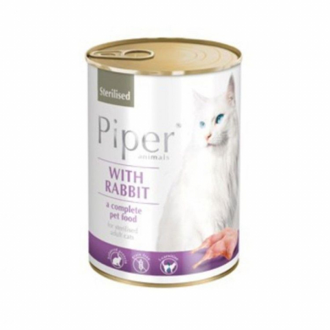 Pisici - Piper Cat Sterilised, Iepure, 400 g