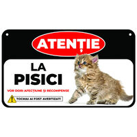 Caini - Placuta avertizare 15x25cmx3mm ''PISICA BLANDA'' PA-17