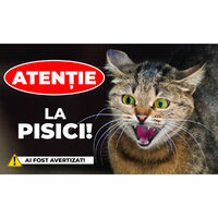 Caini - Placuta avertizare 15x25cmx3mm ''PISICA REA'' PA-16
