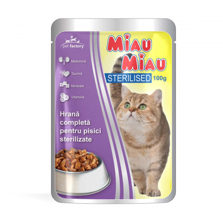 Mancare Umeda Pisici - PLIC MIAU MIAU STERILISED 100G