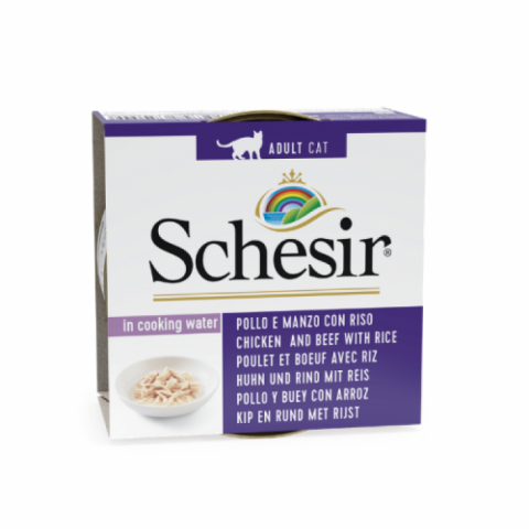 Pisici - Schesir Chicken and Beef with Rice, conserva, 85 g