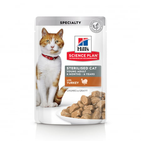 Hill’s SP Young Adult Sterilised    hrana pentru pisici cu curcan 85 g (plic) [0]