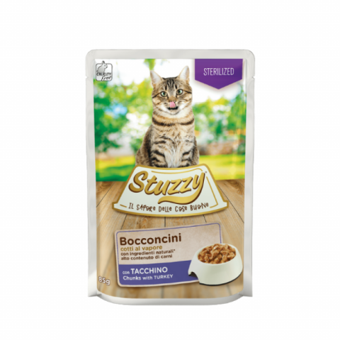 Pisici - Stuzzy Cat, plic bucati sos sterilized curcan, 85 g