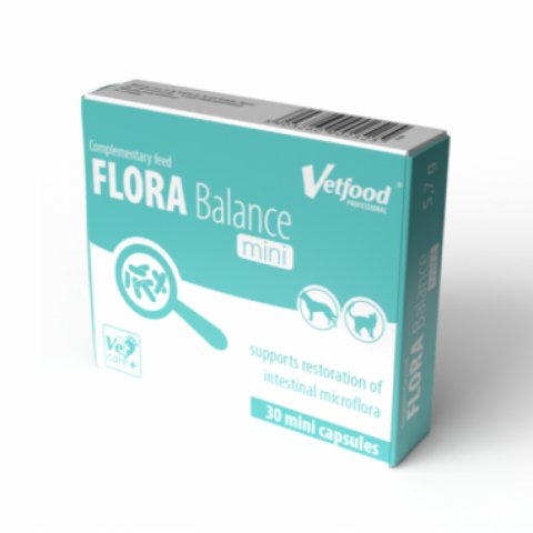 Pisici - VetFood Flora Balance Mini, 30 capsule