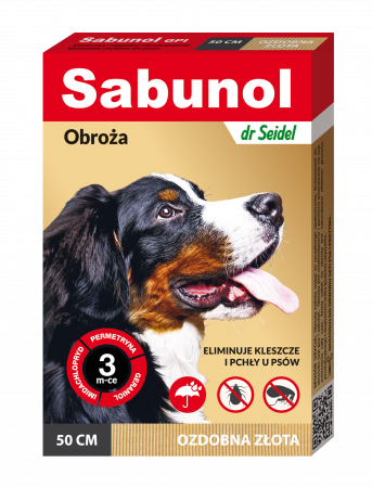 Antiparazitare - Zgarda antiparazitara caini, SABUNOL DOG GPI, 10-25 kg, gold, 50 cm
