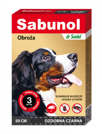 Antiparazitare - Zgarda antiparazitara caini, SABUNOL DOG GPI, 10-25 kg, neagra, 50 cm