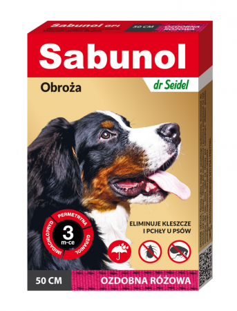Antiparazitare - Zgarda antiparazitara caini, SABUNOL DOG GPI, 10-25 kg, roz, 50 cm
