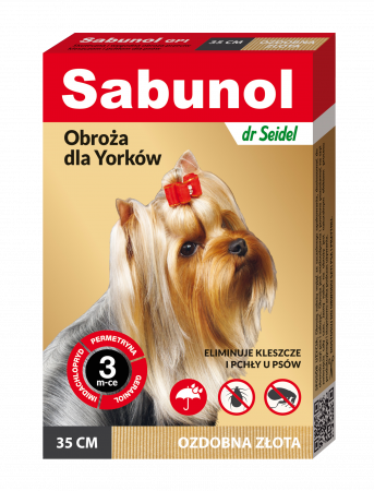 Antiparazitare - Zgarda antiparazitara caini, SABUNOL DOG GPI, 2-10 kg, gold, 35 cm