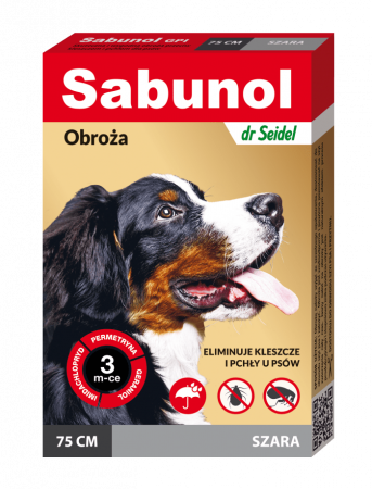 Antiparazitare - Zgarda antiparazitara caini, SABUNOL DOG GPI, 25-50 kg, gri, 75 cm