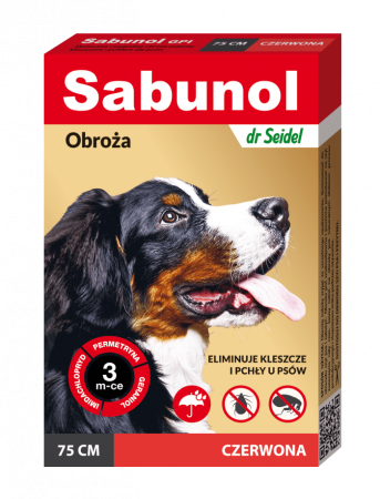 Antiparazitare - Zgarda antiparazitara caini, SABUNOL DOG GPI, 25-50 kg, rosie, 75 cm