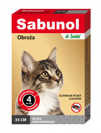 Suplimente Pisici - Zgarda antiparazitara pisici, SABUNOL CAT, gri, 35 cm