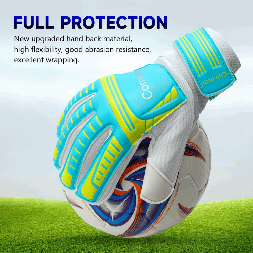 Manusi de Portar, WECDOIT, pentru Fotbal, Copii si Adulti, Reglabile, Protectie multipla degete, Palma Anti - Alunecare, Rezistente la uzura, marime 9, Alb/ Turcoaz [4]