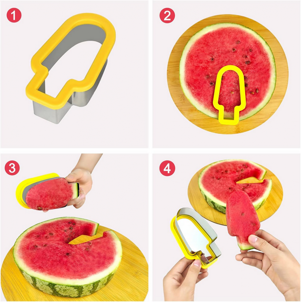 Slicer Fructe în Formă de Înghețată, Model Creativ pentru Tăierea Pepenelui, din Oțel Inoxidabil, Formă pentru Tort, Biscuiți și Fructe [3]