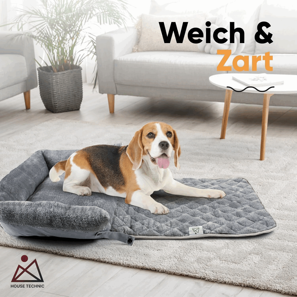 Culcus pentru caini si pisici, Forma de canapea, Material foarte moale, 70 x 60 x 16cm, Gri inchis [4]