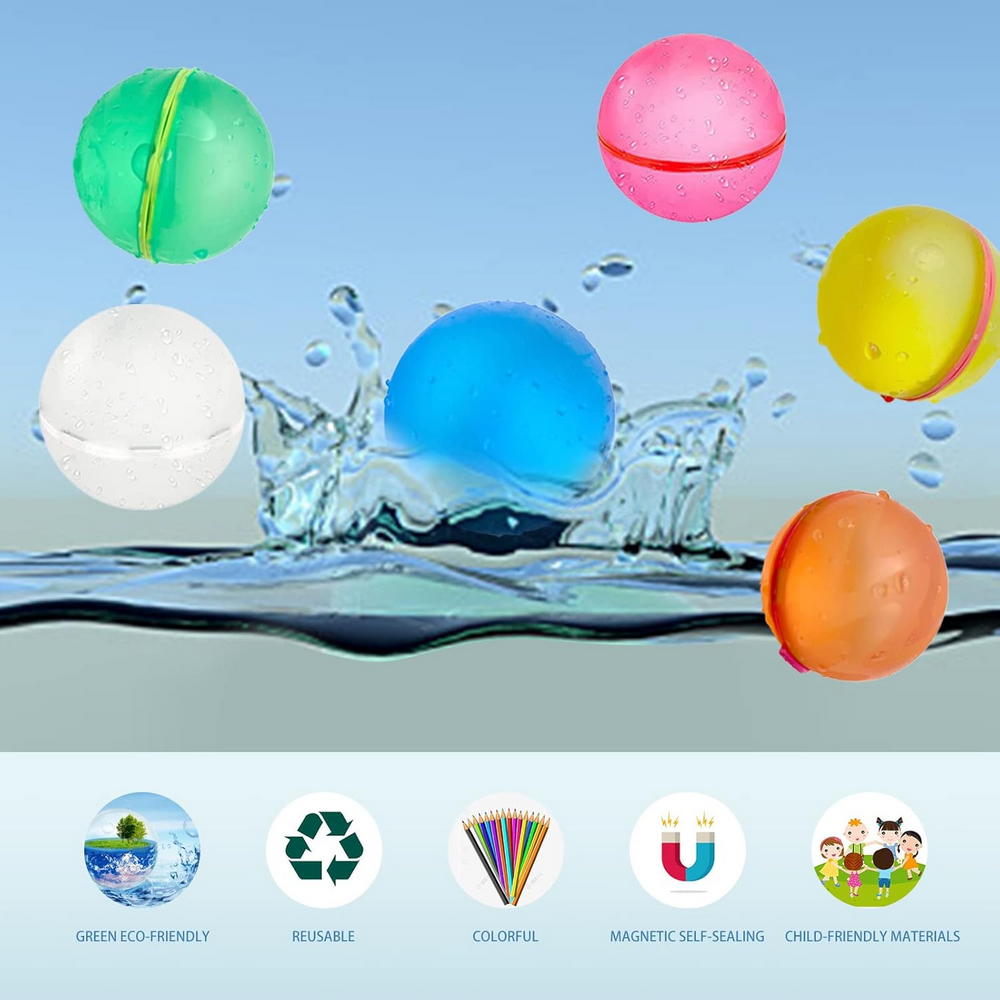 Set 12 Baloane de Apa Reutilizabile, Umplere Rapida, Silicon Moale, Jucarii de Vara pentru Copii 4-12 Ani, Activitati in Aer Liber, Piscina, Plaja [3]