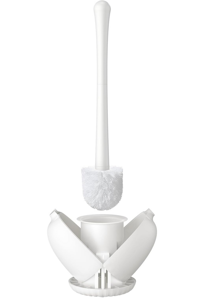 Perie de toaleta cu suport, maner lung din plastic, 31 cm, alb [1]