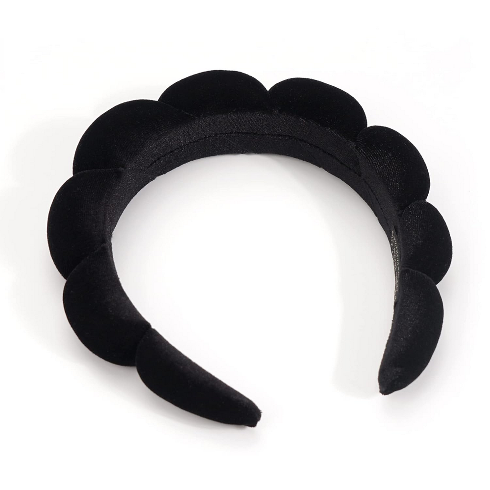 Bentiță Spa din Bumbac, Accesoriu pentru Spălarea Feței, Machiaj și Tratamente Faciale, Moale, Absorbantă și Reutilizabilă, negru [1]