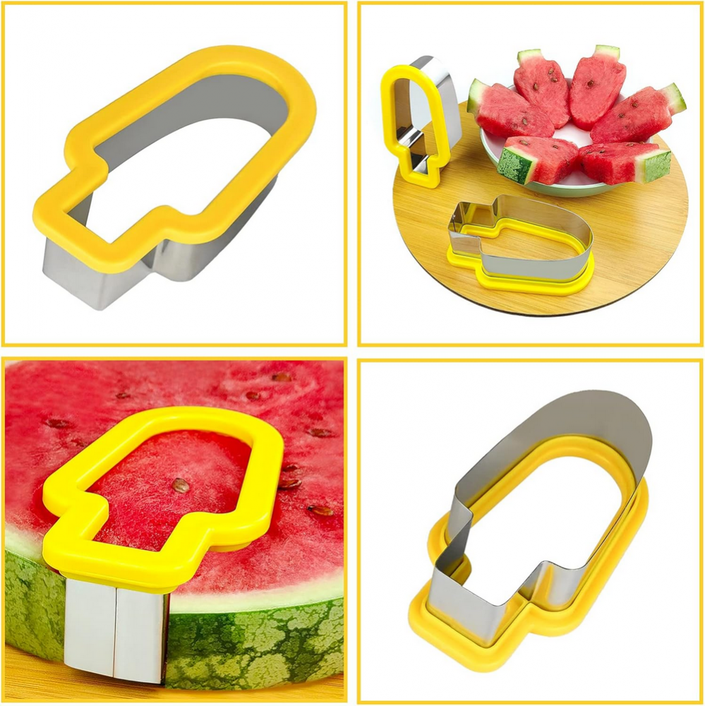 Slicer Fructe în Formă de Înghețată, Model Creativ pentru Tăierea Pepenelui, din Oțel Inoxidabil, Formă pentru Tort, Biscuiți și Fructe [5]