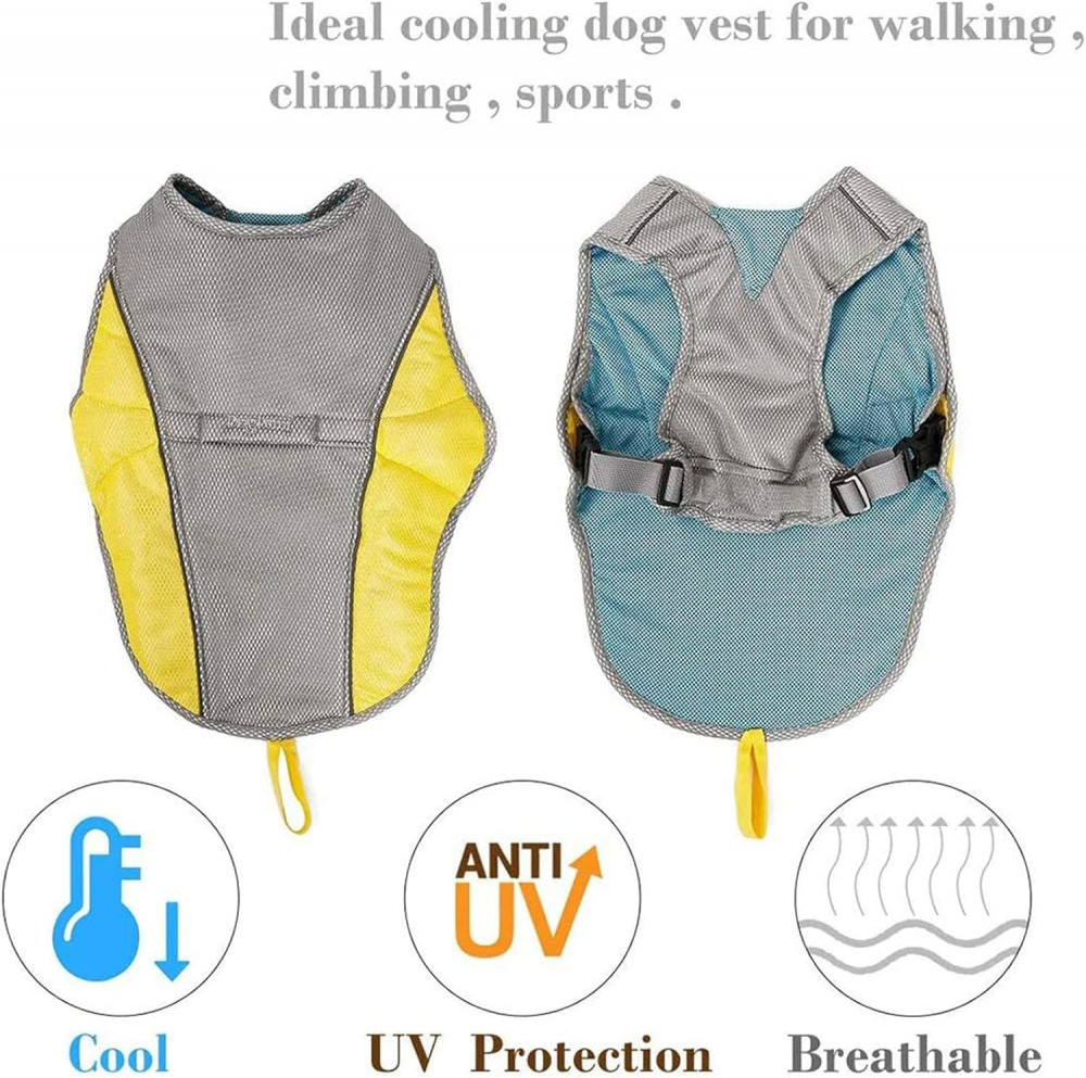 Vesta racire pentru caini, calitate premium, plasa respirabila, racoroasa, gri/galben [7]