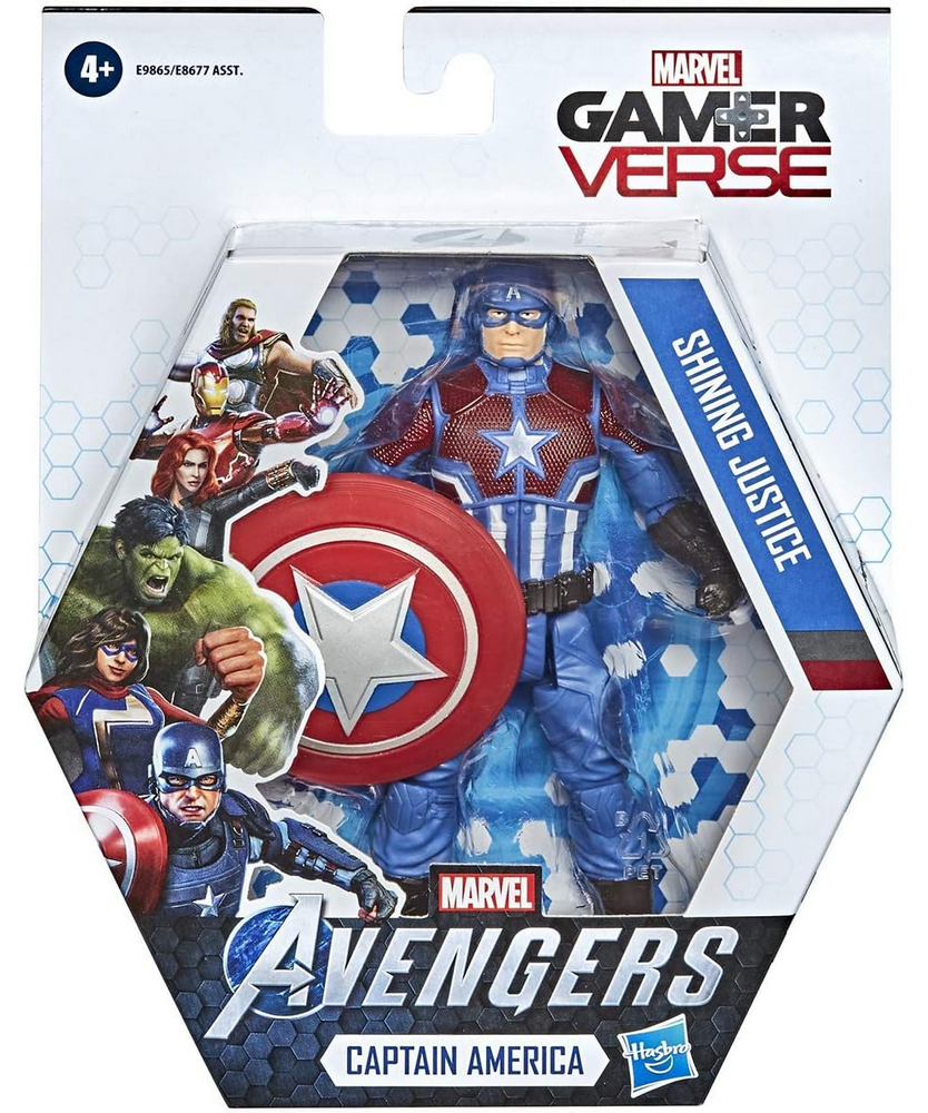 Figurina Marvel Hasbro Gamerverse, Captain America 15 cm, Armura Shining Justice, pentru Copii 4+ Ani [2]