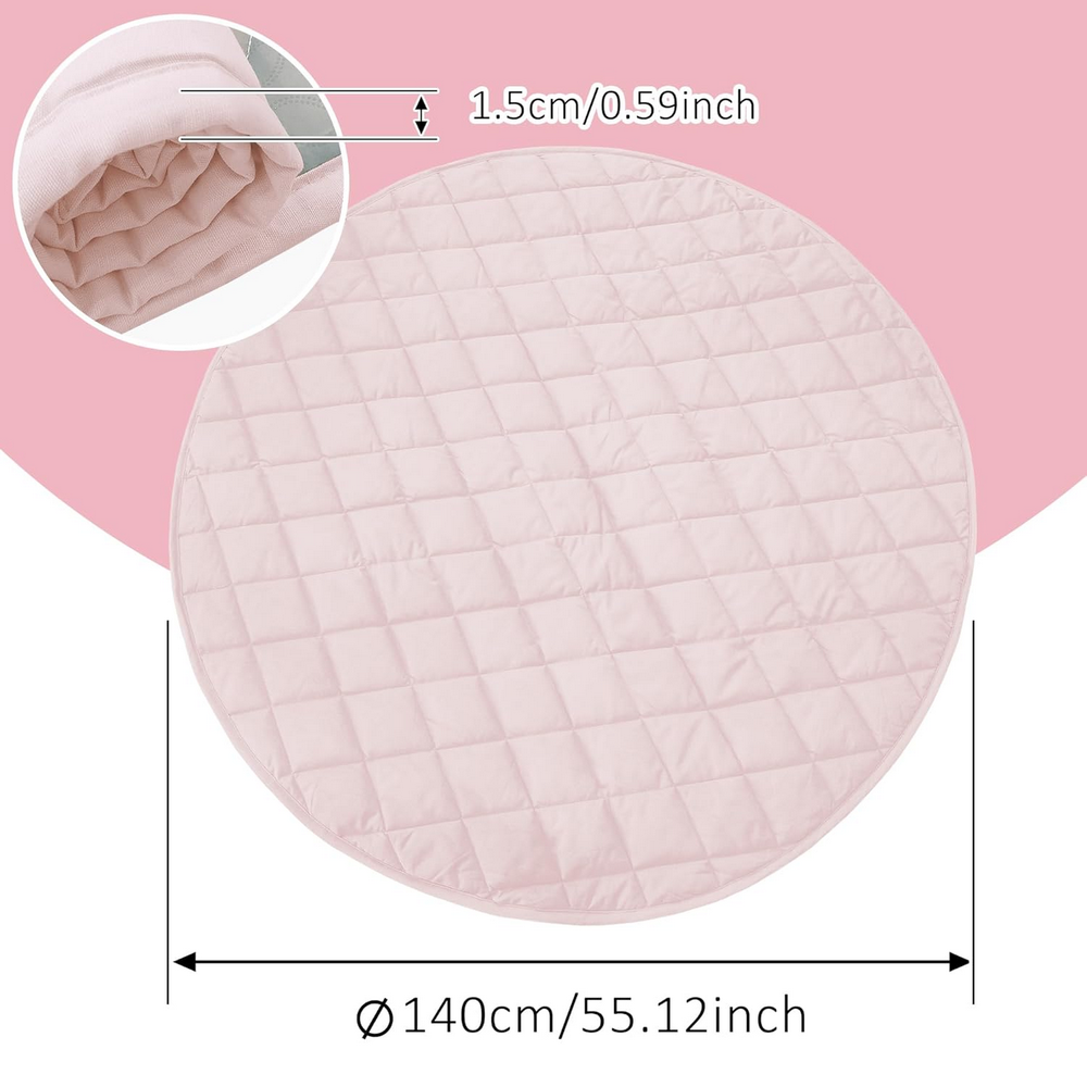 Paturica de joaca pentru bebelusi, roz, 140 cm diametru, material bumbac si poliester [4]