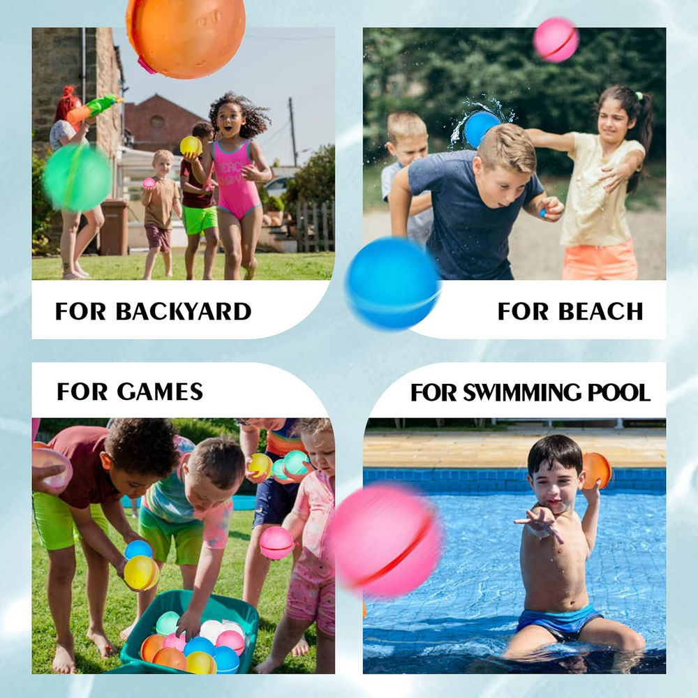 Set 12 Baloane de Apa Reutilizabile, Umplere Rapida, Silicon Moale, Jucarii de Vara pentru Copii 4-12 Ani, Activitati in Aer Liber, Piscina, Plaja [7]